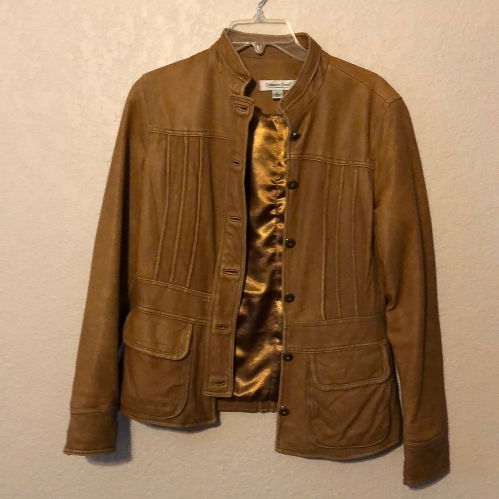 Coldwater creek Size 4 Camel Leather Jacket
